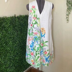 Tommy Bahama White Linen Dress with Multicolor Floral Print